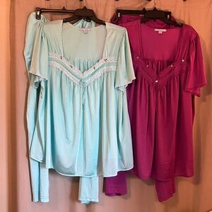 Set of 2 nylon pajamas in Berry and Pale Ocean
